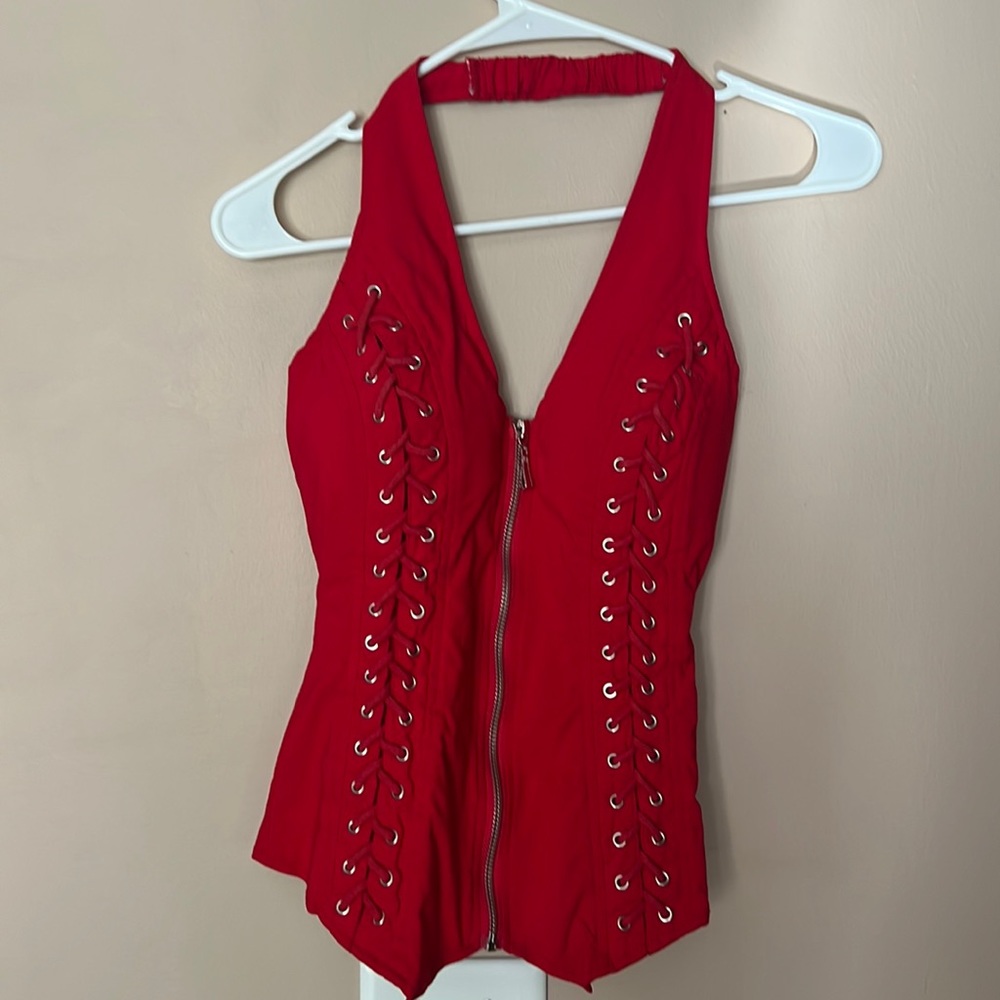 Red corset halter